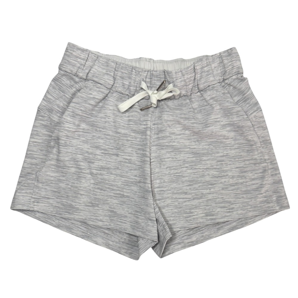 Lululemon Womens Athletic Shorts Sz 2 Gray Heathered Elastic Pull‎ On Drawstring